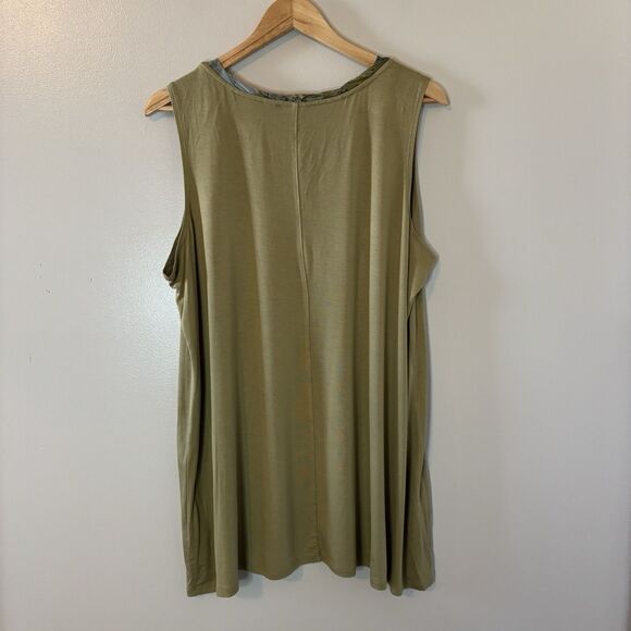 Logo Layers By Lori Goldstein Tank Top Olive Green Tunic Sleeveless Shir… - Picture 6 of 8